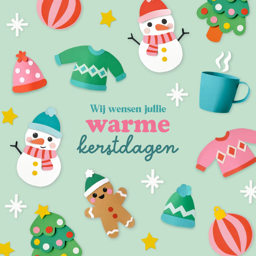 Kerstkaart kerstfiguren winters - Kerstkaarten Kerstkaarten - Kerstkaart kerstfiguren winters