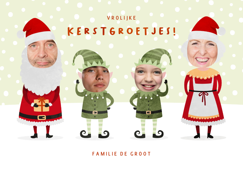 Kerstkaarten - Kerstkaart kerstgezin met eigen foto's