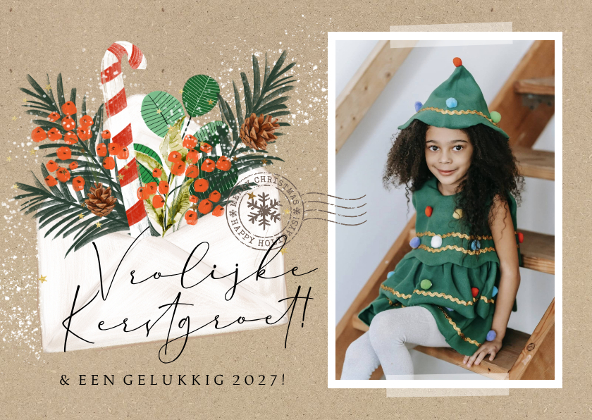 Kerstkaart kerstgroet envelop kersttak foto stempel - Kerstkaarten Kerstkaarten - Kerstkaart kerstgroet envelop kersttak foto stempel