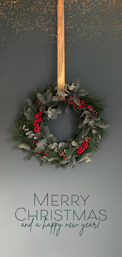 Kerstkaart kerstkrans klassiek - Kerstkaarten Kerstkaarten - Kerstkaart kerstkrans klassiek