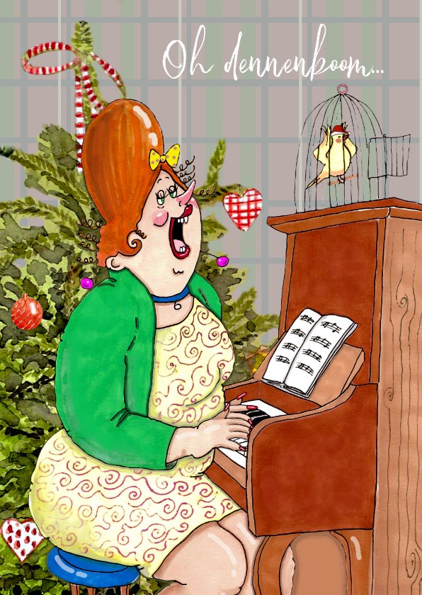 Kerstkaart kerstlied op de piano - Kerstkaarten Kerstkaarten - Kerstkaart kerstlied op de piano