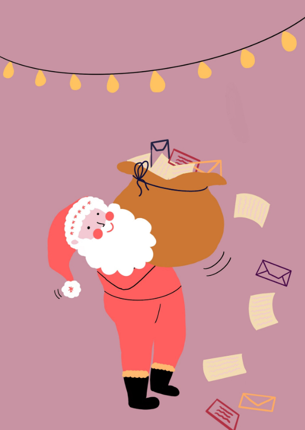 Kerstkaart kerstman brengt cadeaus - Kerstkaarten Kerstkaarten - Kerstkaart kerstman brengt cadeaus