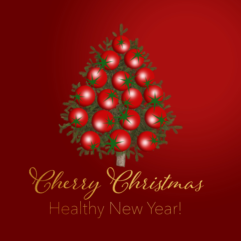 Kerstkaart kerstomaatjes kerstboom gezond - Kerstkaarten Kerstkaarten - Kerstkaart kerstomaatjes kerstboom gezond