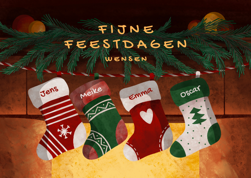 Twee grote kerstsokken met geborduurde letters, geschikt om ter decoratie aan de Twee grote kerstsokken met geborduurde letters, geschikt om ter decoratie aan de