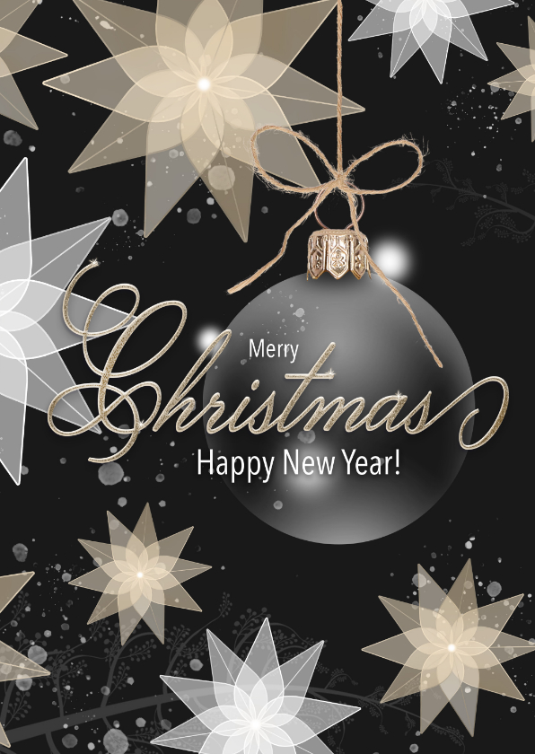 Kerstkaart kerststerren en sneeuw - Kerstkaarten Kerstkaarten - Kerstkaart kerststerren en sneeuw