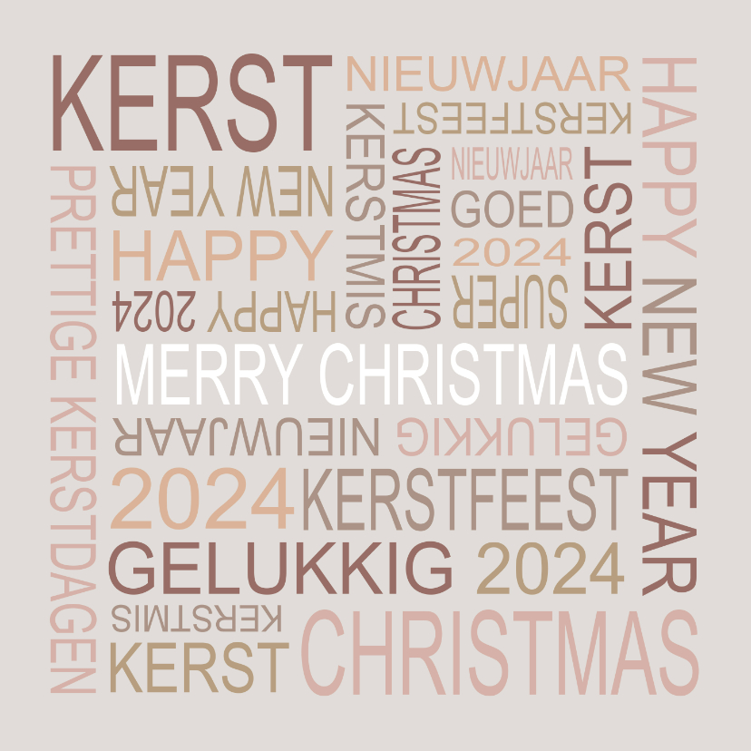 Kerstkaarten - Kerstkaart kerstwensen typografie taupe