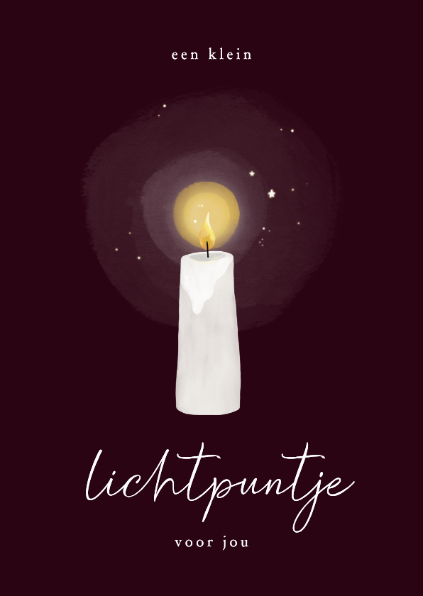 Kerstkaart klein lichtpuntje kaars bordeaux - Kerstkaarten Kerstkaarten - Kerstkaart klein lichtpuntje kaars bordeaux