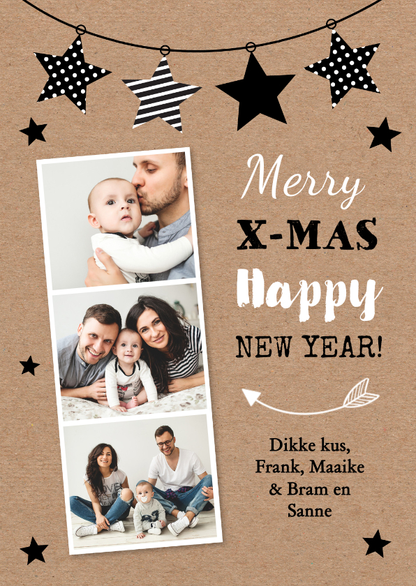Kerstkaart kraft slinger fotocollage - Kerstkaarten Kerstkaarten - Kerstkaart kraft slinger fotocollage