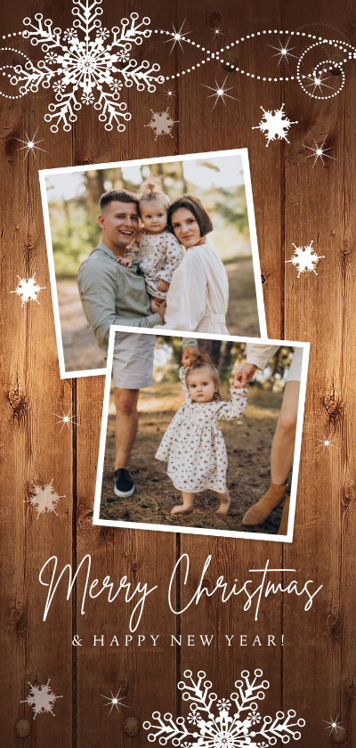 Kerstkaart langwerpig donker hout foto - Kerstkaarten Kerstkaarten - Kerstkaart langwerpig donker hout foto