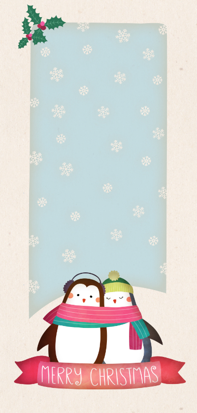 Kerstkaart langwerpig pinguïns - BK - Kerstkaarten Kerstkaarten - Kerstkaart langwerpig pinguïns - BK