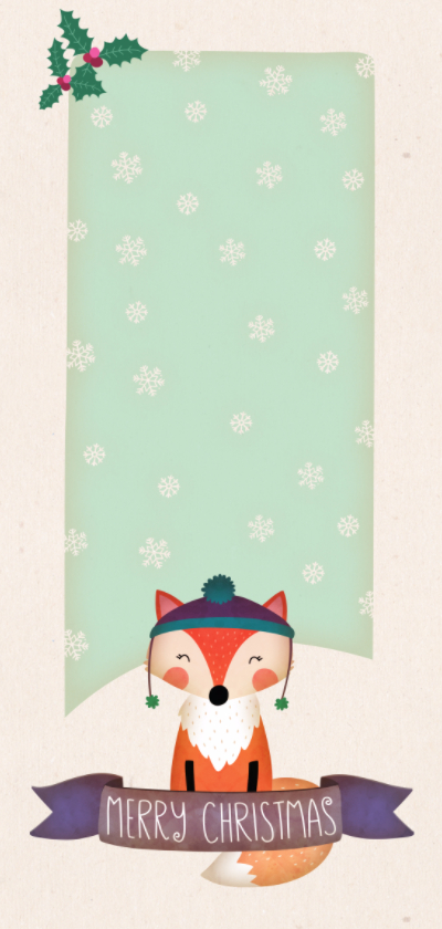 Kerstkaart langwerpig vos - BK - Kerstkaarten Kerstkaarten - Kerstkaart langwerpig vos - BK