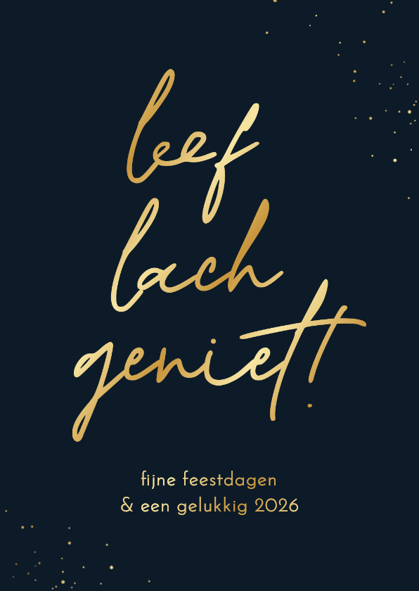 Kerstkaart leef lach geniet donkerblauw goud quote - Kerstkaarten Kerstkaarten - Kerstkaart leef lach geniet donkerblauw goud quote