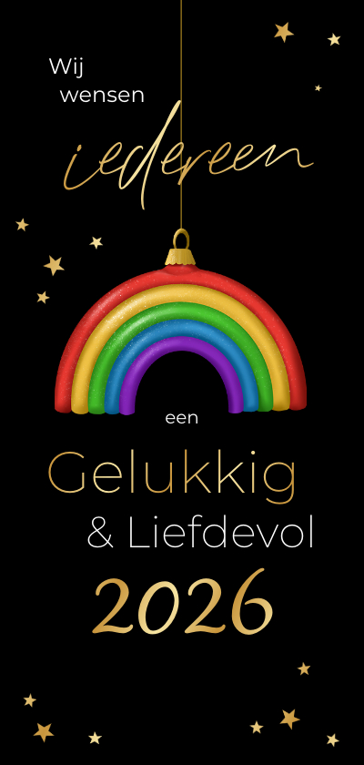 Kerstkaarten - Kerstkaart LGBTQ regenboog kerstbal fijne feestdagen