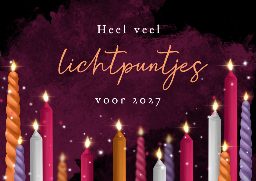 Kerstkaarten - Kerstkaart lichtpuntjes kaarsen sterretjes 2027