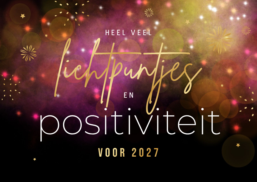 Kerstkaarten - Kerstkaart lichtpuntjes positiviteit 2027 vuurwerk sterren