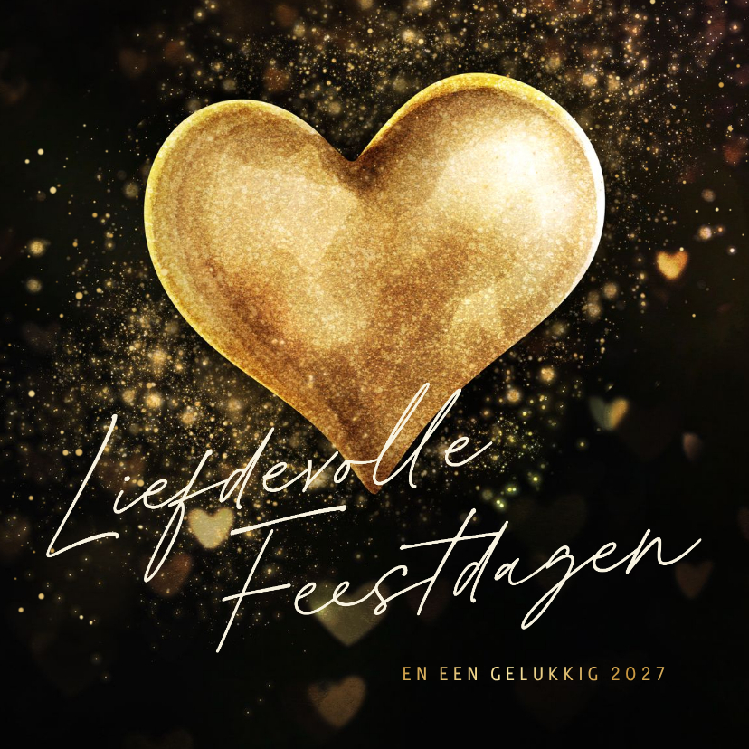 Kerstkaart 'Liefdevolle Feestdagen' met sprankelend hart - Kerstkaarten Kerstkaarten - Kerstkaart 'Liefdevolle Feestdagen' met sprankelend hart