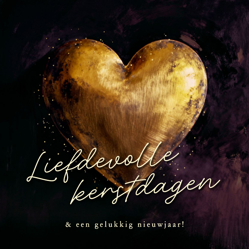 Kerstkaart liefdevolle kerst gouden hart paars - Kerstkaarten Kerstkaarten - Kerstkaart liefdevolle kerst gouden hart paars
