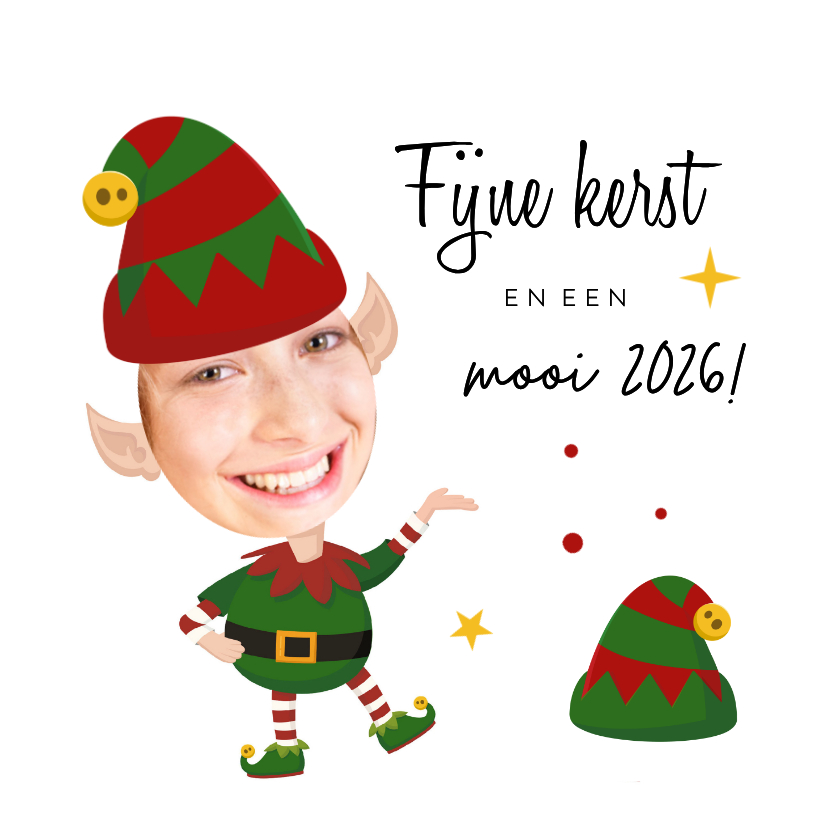 Kerstkaart maak een elf van jezelf - Kerstkaarten Kerstkaarten - Kerstkaart maak een elf van jezelf