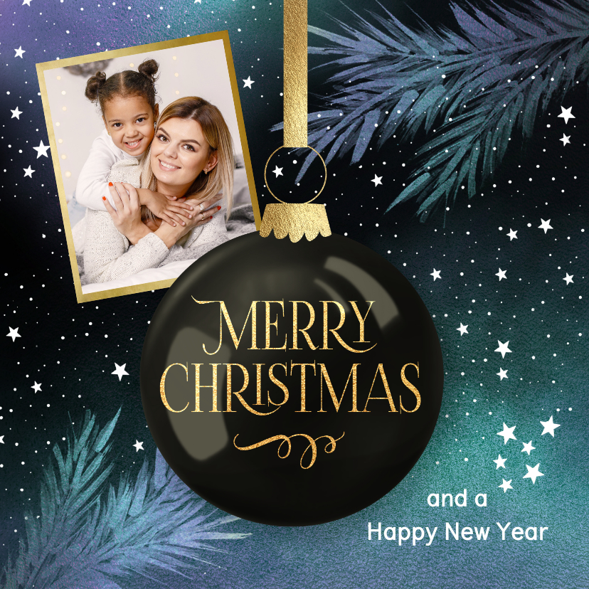 Kerstkaart magische kerstbal met foto Kaartje2go