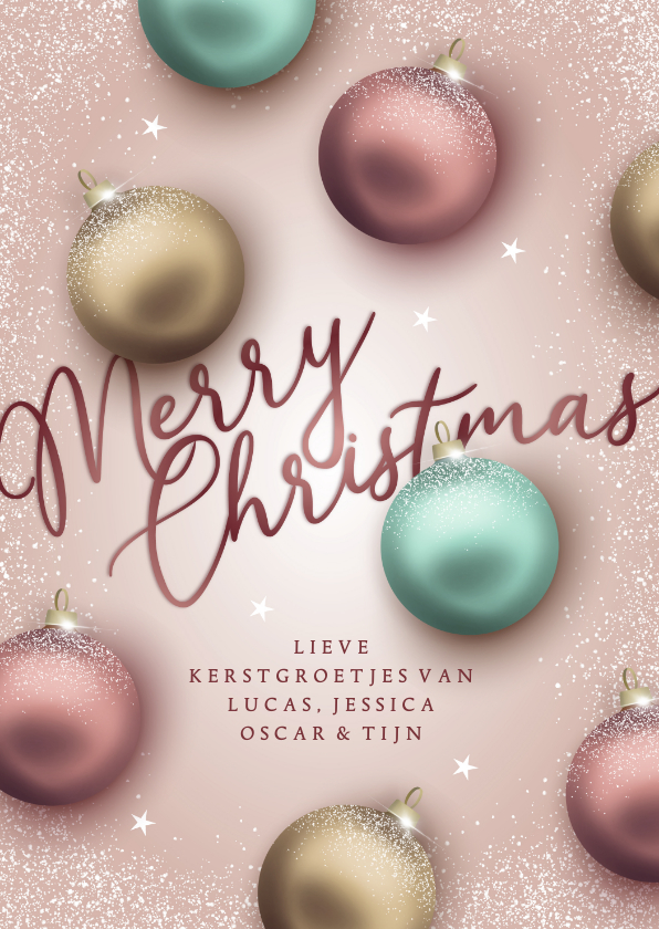 Kerstkaart magische kerstballen - Kerstkaarten Kerstkaarten - Kerstkaart magische kerstballen
