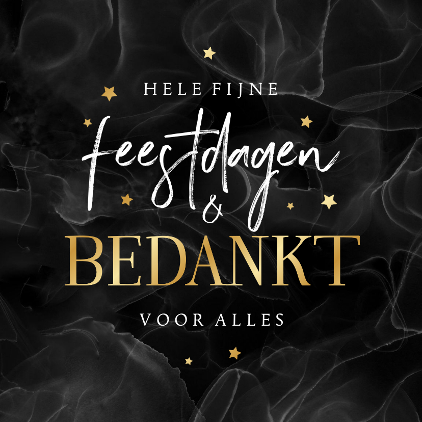 Kerstkaart marmer bedankt sterren goud - Kerstkaarten Kerstkaarten - Kerstkaart marmer bedankt sterren goud