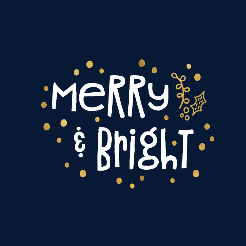 Kerstkaart 'merry & bright' goudlook - Kerstkaarten Kerstkaarten - Kerstkaart 'merry & bright' goudlook