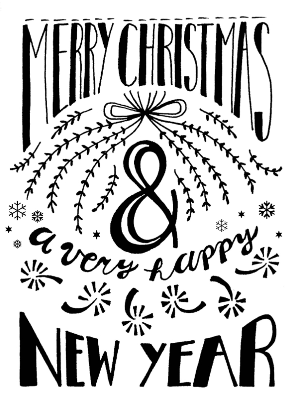 Kerstkaart merry christmas & happy new year - Kerstkaarten Kerstkaarten - Kerstkaart merry christmas & happy new year