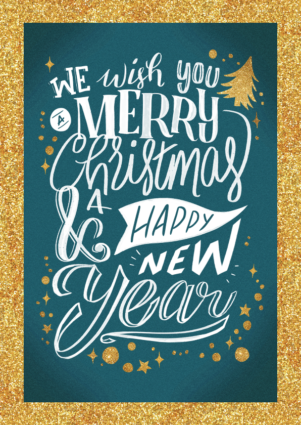 Kerstkaart merry christmas lettering - Kerstkaarten Kerstkaarten - Kerstkaart merry christmas lettering