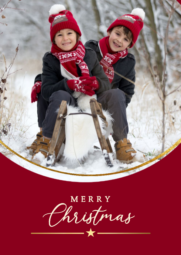 Kerstkaart 'Merry Christmas' met ronde foto - Kerstkaarten Kerstkaarten - Kerstkaart 'Merry Christmas' met ronde foto