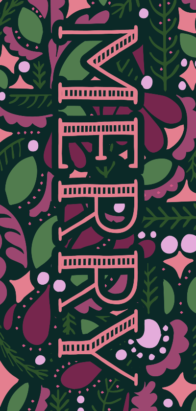 Kerstkaart 'MERRY' dubbel met illustraties - Kerstkaarten Kerstkaarten - Kerstkaart 'MERRY' dubbel met illustraties
