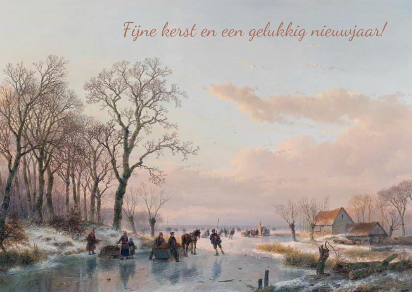 Kerstkaarten - Kerstkaart met afbeelding van A. Schelfhout bevroren vaart 