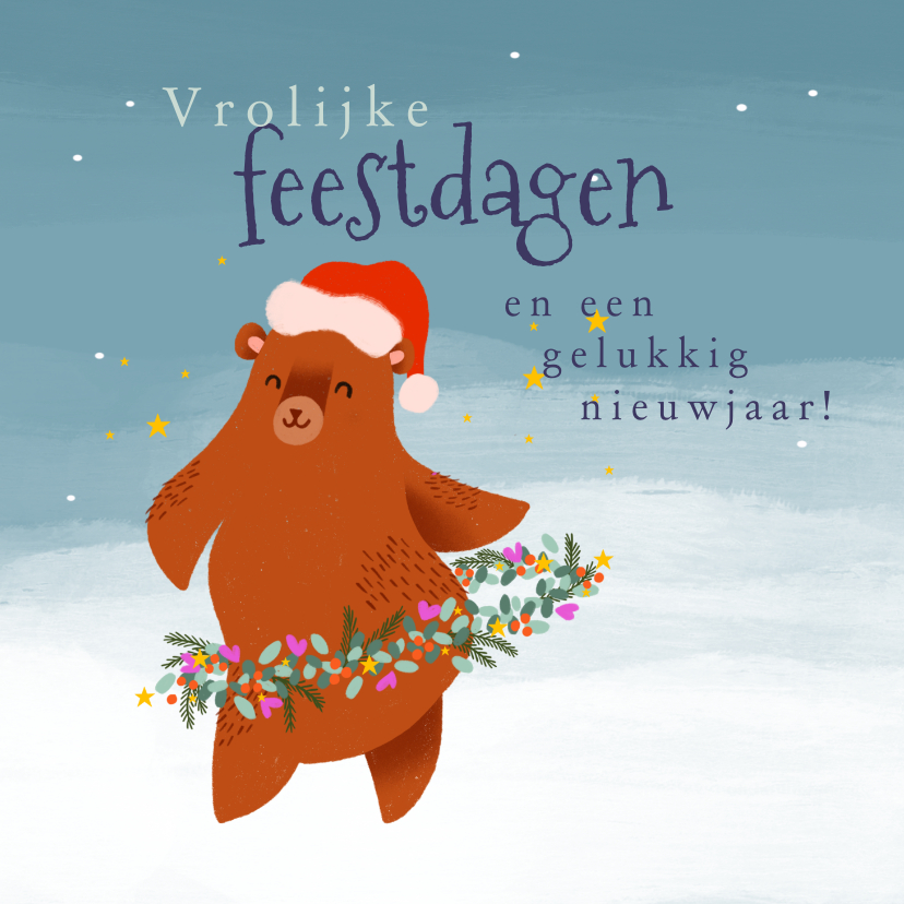 Kerstkaarten - Kerstkaart met beer