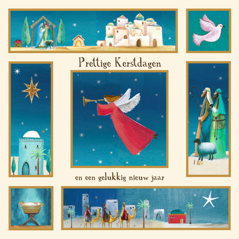 Kerstkaart met bijbelse illustraties - Kerstkaarten Kerstkaarten - Kerstkaart met bijbelse illustraties