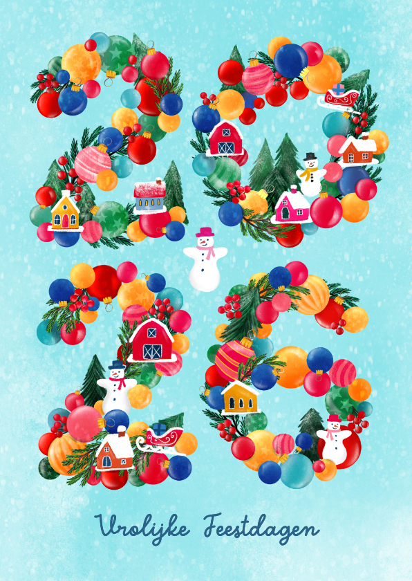 Kerstkaart met cijfers 2026 - Kerstkaarten Kerstkaarten - Kerstkaart met cijfers 2026