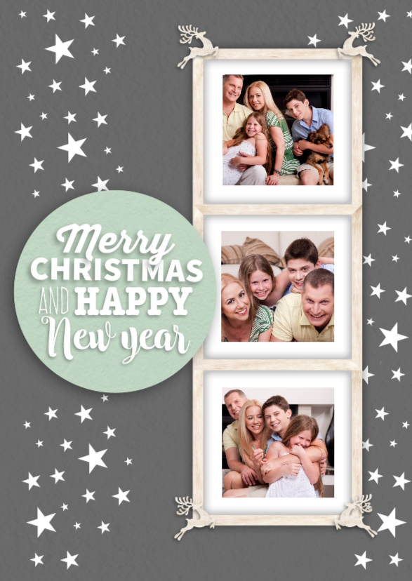 Kerstkaart met een 'houten' fotolijstje - Kerstkaarten Kerstkaarten - Kerstkaart met een 'houten' fotolijstje
