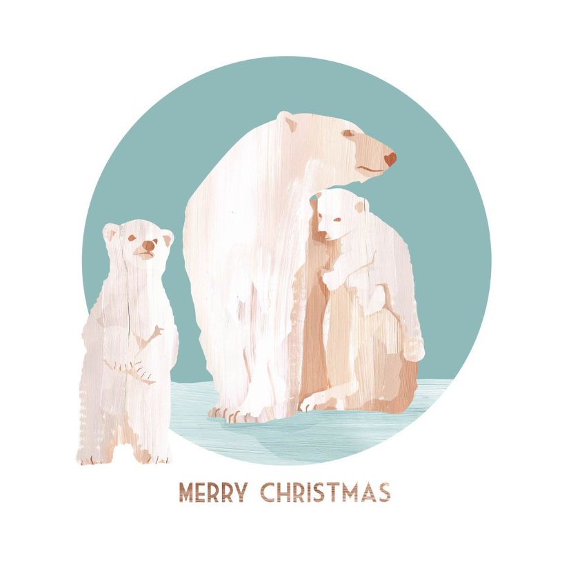 Kerstkaart met een ijsberenfamilie - Kerstkaarten Kerstkaarten - Kerstkaart met een ijsberenfamilie
