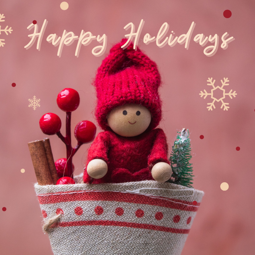 Kerstkaarten - Kerstkaart met een kabouter in een kerstsok