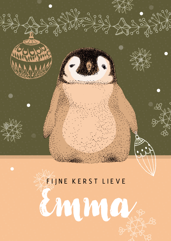 Kerstkaart met een lief pinguïn - Kerstkaarten Kerstkaarten - Kerstkaart met een lief pinguïn
