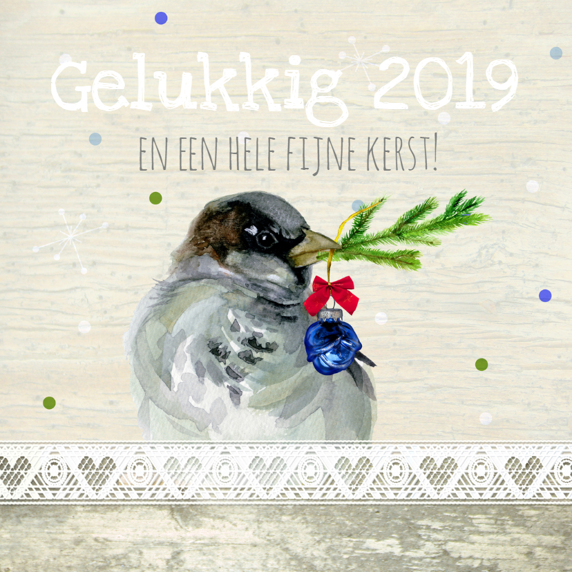 Kerstkaart met een musje - Kerstkaarten Kerstkaarten - Kerstkaart met een musje