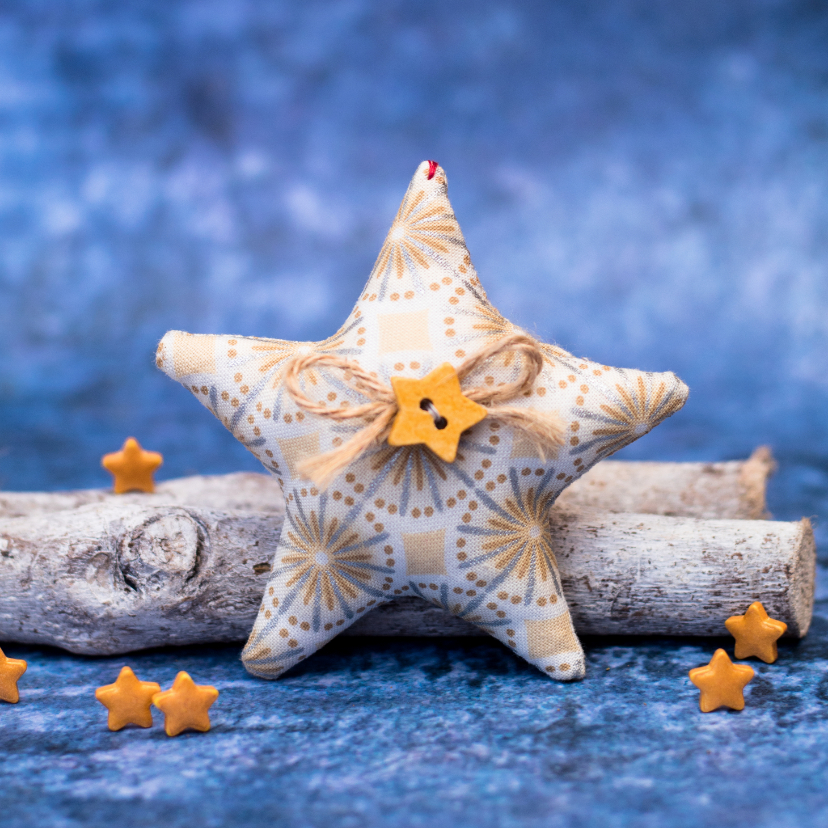 Kerstkaarten - Kerstkaart met een witte ster op een blauwe achtergrond