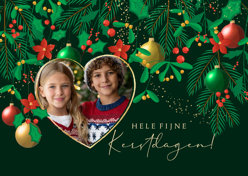Kerstkaart met eigen foto feestelijk uitsnede kerstkrans - Kerstkaarten Kerstkaarten - Kerstkaart met eigen foto feestelijk uitsnede kerstkrans