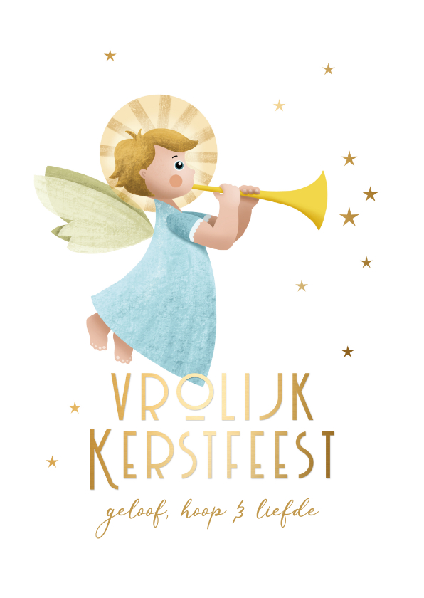 Kerstkaart met engeltje - Kerstkaarten Kerstkaarten - Kerstkaart met engeltje