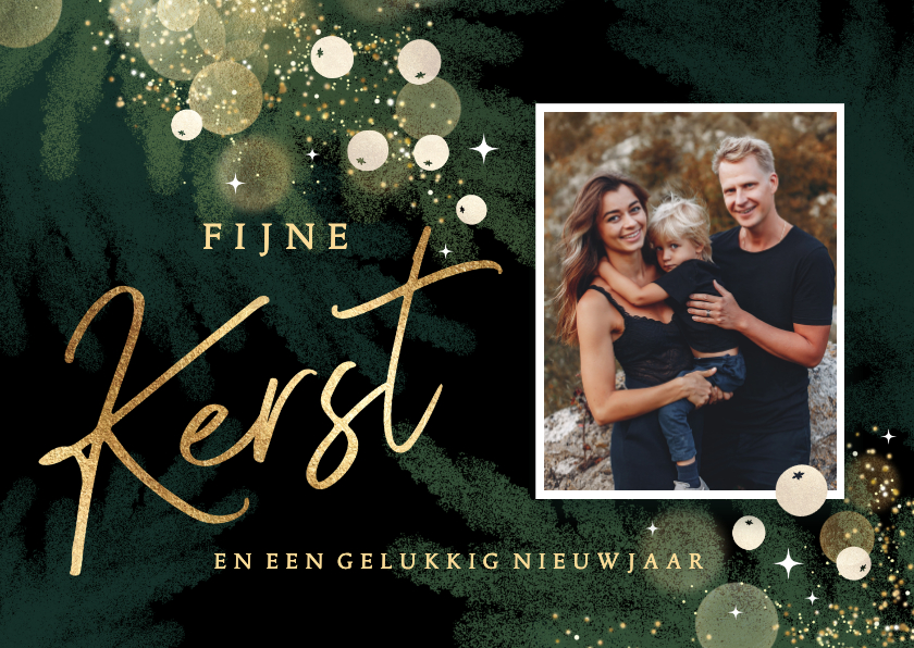 Kerstkaart met foto en gouden accenten - Kerstkaarten Kerstkaarten - Kerstkaart met foto en gouden accenten