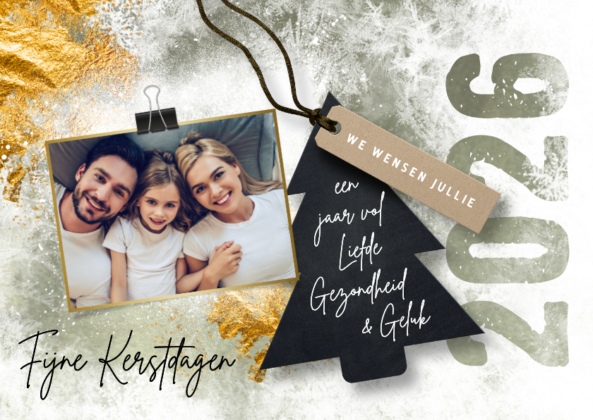 Kerstkaarten - Kerstkaart met foto en kerstboom