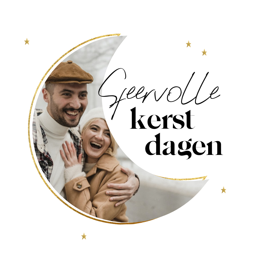 Kerstkaarten - Kerstkaart met foto in stijlvol maankader 