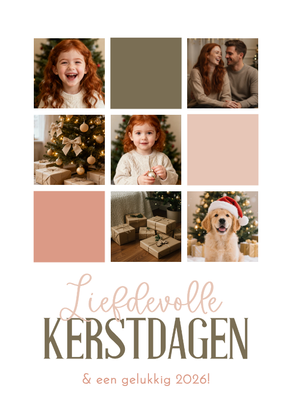 Kerstkaarten - Kerstkaart met fotocollage en gekleurde vlakjes 