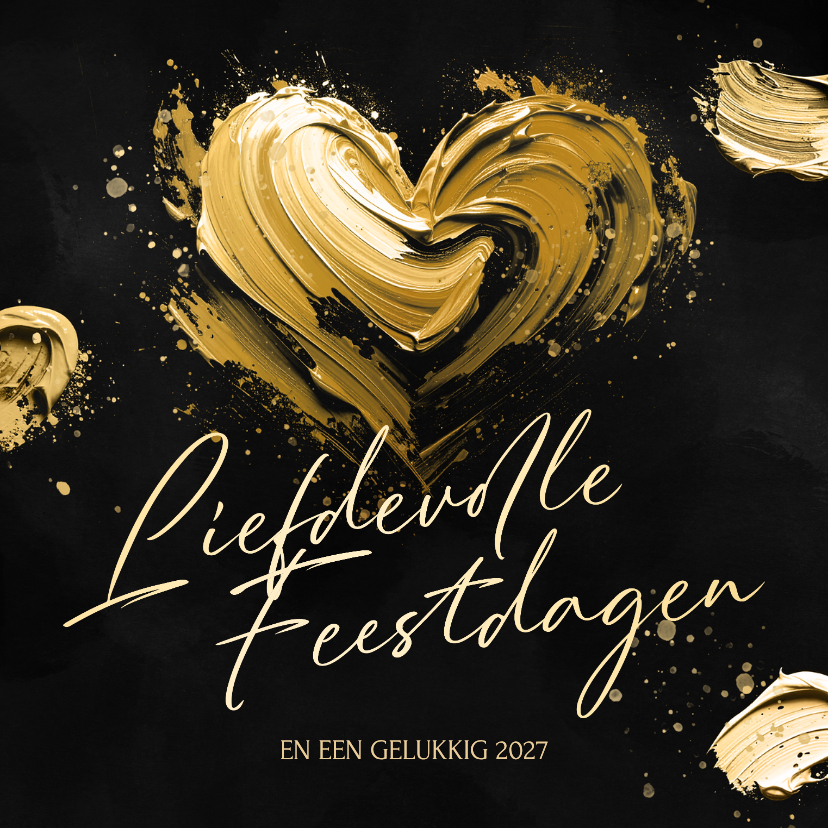 Kerstkaarten - Kerstkaart met geschilderd hart liefdevolle kerst