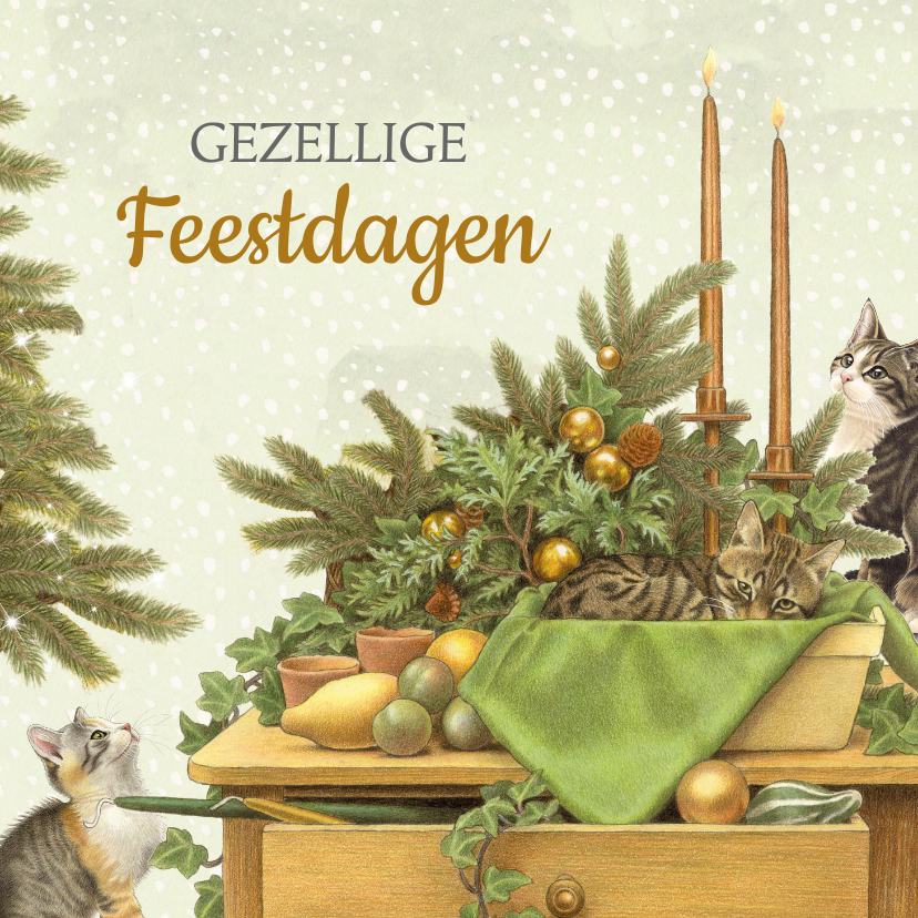 Kerstkaarten - Kerstkaart met gezellige kersttafel 