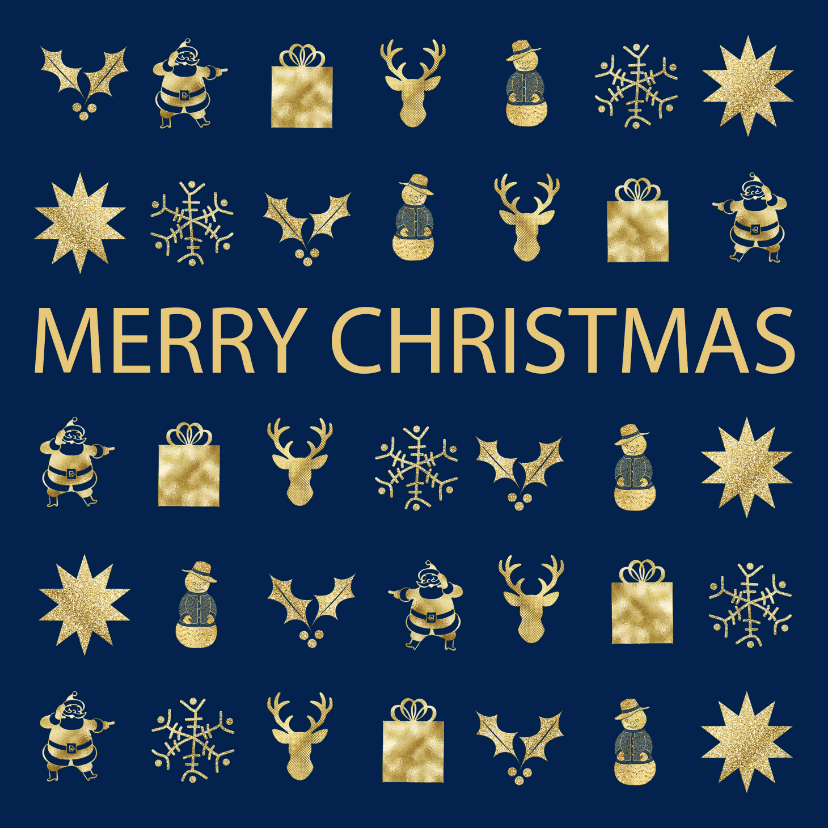 Kerstkaart met gouden figuurtjes - Kerstkaarten Kerstkaarten - Kerstkaart met gouden figuurtjes