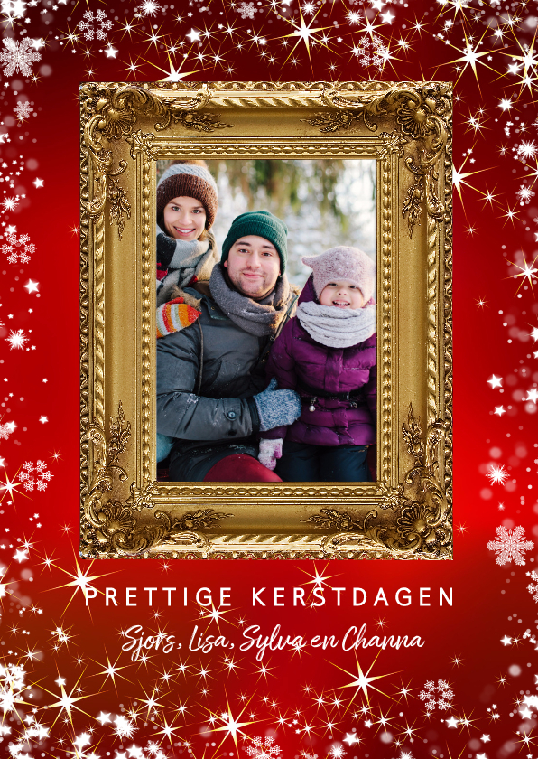 Kerstkaart met gouden sierlijke fotolijst - Kerstkaarten Kerstkaarten - Kerstkaart met gouden sierlijke fotolijst